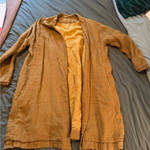 CP Shades Mustard Open-Front Trench Coat